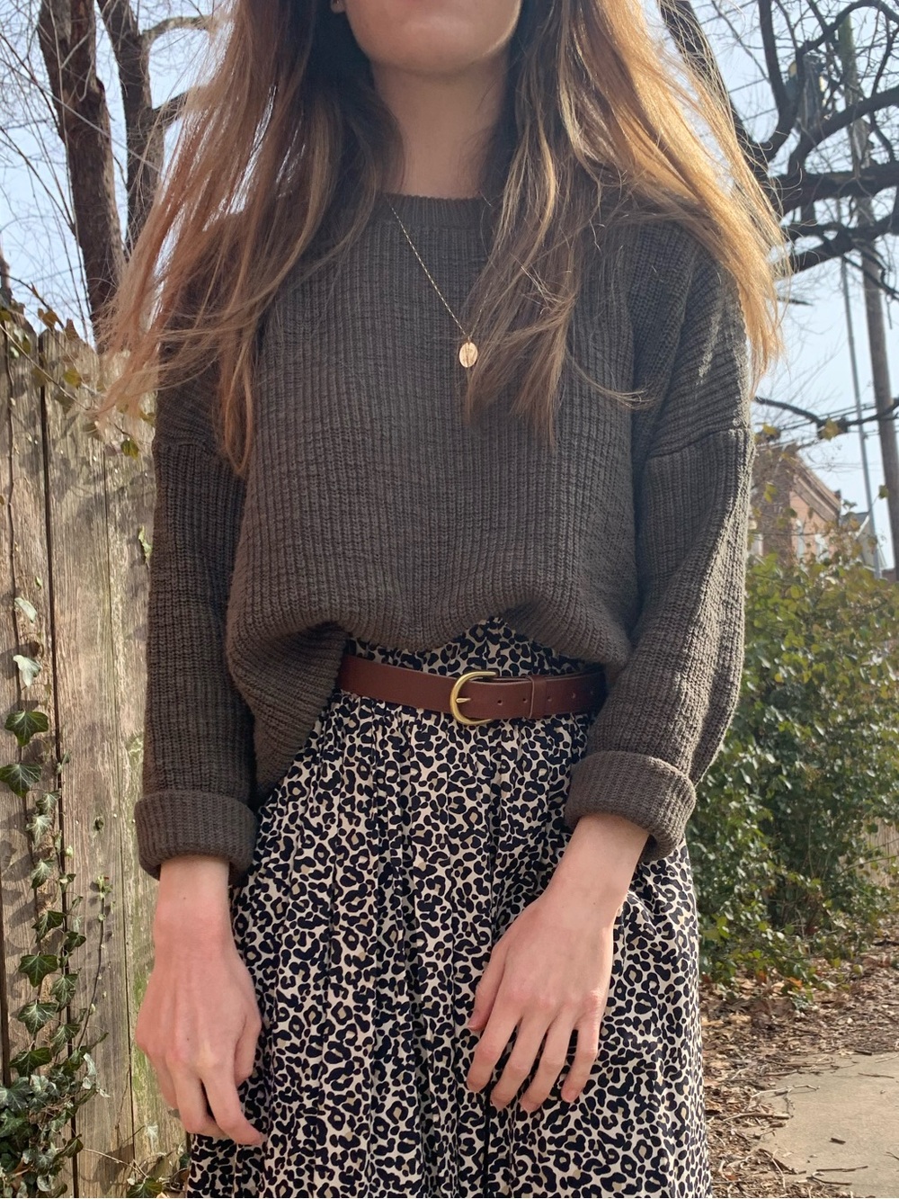 Cozy Olive Knit Sweater by It Is Well LA - size small cotton EUC made in USA